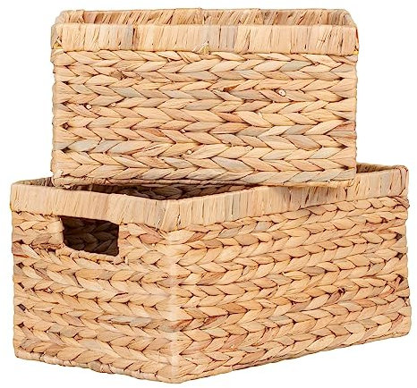 2 paniers rectangulaires en jacinthe d'eau