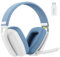 BINNUNE BW06 Cuffie Gaming Wireless, 2,4 GHz Cuffie Gaming con Microfono per PS5, PS4, PC, Switch, Mac, Mobile, Cuffie per PS5 con Stereo, Cuffie Bluetooth Over Ear, Batteria da 60 Ore Bianco/Blu