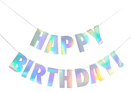 Happy Birthday Girlanden Banner Irisierende - GREATRIL Holografisch Geburtstag Girlande Deko für Meerjungfrau Mädchen Meer Unterwasserwelt Frozen Party