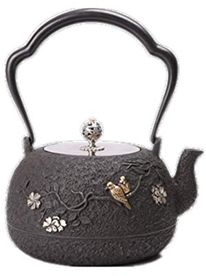 Tetera de hierro fundido Manual de seguridad para estufa Tetera de hierro fundido vintage para preparar té Tetera suelta 1200 ml Amantes de las fiestas y el té (color: gris, tamaño