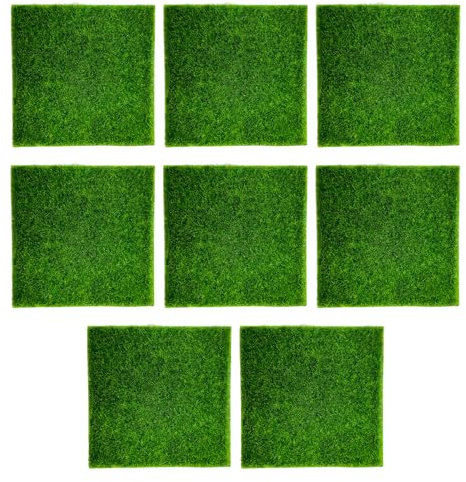 ZBHDEYG 8 pezzi erba artificiale quadrata, muschio artificiale, tappeto erboso microsimulato, mini accessori per giardino fatato, decorazione del giardino, decorazione del giardino, artigianato