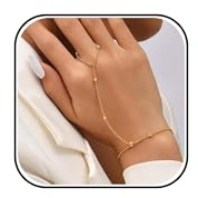 HUASAI Hand Chain Ring Bracelet Hand Chain Rhinestone Finger Ring Bracelet Summer Essential Trendy Stuff