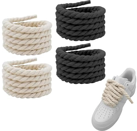 JCUGSBS 2 Paires Lacets Corde pour AF Premium avec Coton Premium (6mm et 160cm), Lacets Corde pour Sneakers Baskets