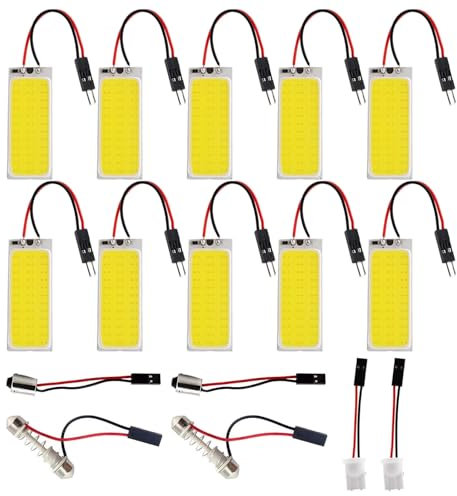 HUAZIZ 10 Pièces Super Lumineux Blanc économie D'énergie 5050 36-SMD LED, Panneau Dôme Lampe Auto Voiture Intérieur Plaque de Lecture Lumière Plafond de Plafond Intérieur Filaire Lampe (DC 12V)