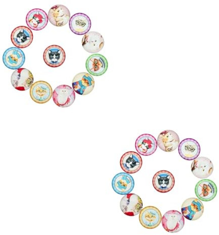 SEWACC 40 Stück Kühlschrankaufkleber Vintage Cabochons Katze Halbrund Cabochons Flache Rückseite Klare Ornamente Zum Basteln Mosaik Cabochons Kühlschrankmagnet Kühlschrank