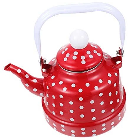 CRILSTYLEO Wasserkocher Aus Emaille Teekessel Aus Emaille Im Retro-stil Teekocher Wasser Kochender Topf Pfeifender Wasserkocher Teekessel Aus Porzellan Küchenutensilien Mini Herd Rot