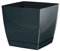 DIKEL Pot de fleurs 10 x 10 x 9 cm - En plastique avec surface brillante - Pot de fleurs dans un style minimaliste moderne pour un intérieur élégant - Anthracite
