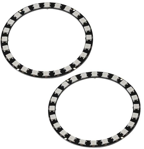 Heevhas WS2812 5050 5 V RGB-LED-Ring 24 LEDs Vollfarbe RGB-Lichtmodul-Zubehör LED-Ringlampenplatine zur Dekoration (2 Stück)