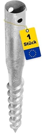 Pfostenträger Ø 60 Einschraubbodenhülse Erdanker Bodenanker Anker 550 mm | Einschraub Bodenhülsen - Stützenfuß für Zaunpfosten - Holzpfosten - Anker - Terrasse, - Carport - Garten Pavillon Zaun
