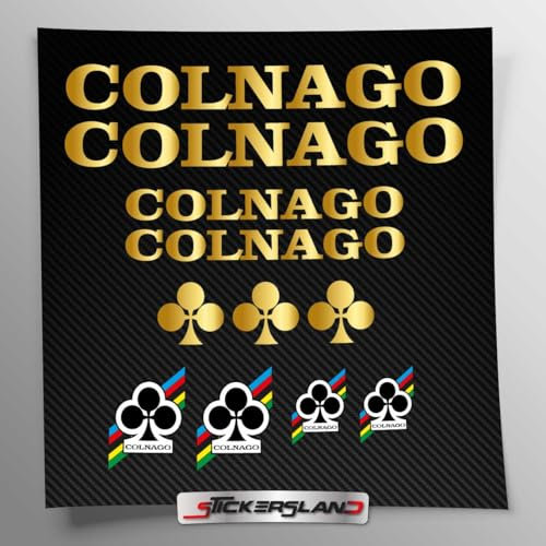 Kit adesivi compatibile con telaio Colnago MTB Mountainbike e casco | decals sticker Decalcomanie bici scritte loghi | Stickersland® (Oro Lucido Metallizzato)