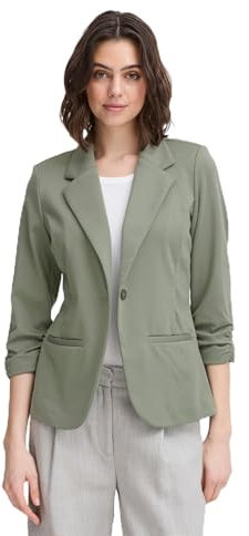 fransa FRZablazer Damen Blazer Kurzblazer Jacke mit Stretch Geraffte Ärmel mit Taschen, Größe:XXL, Farbe:Agave Green (185806)