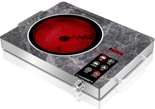 GRACEALL 3500W Electric Infrared Stove, Single Burner Electric Hob, Portable Countertop Burner for Cooking, Plug in Kitchen Cooktop, Temperature Adjustable Compact Hot Plate Camping Stoves