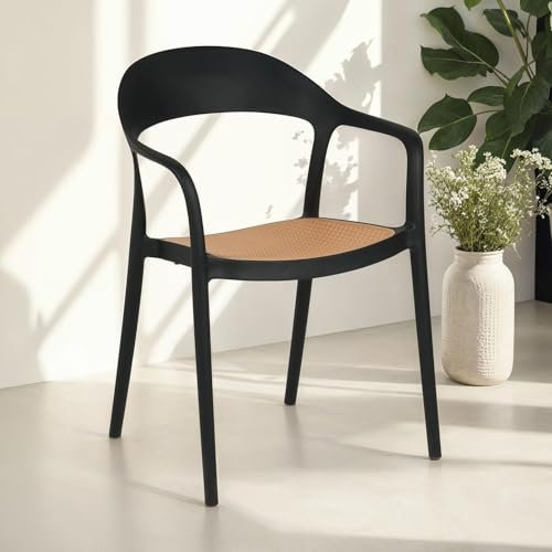 IDIMEX Gartenstühle Lavanda 6er Set stapelbar aus hochwertigem Kunststoff in Schwarz. Outdoor Stühle mit Wiener Geflecht Optik. Wetterfestes & UV-beständiges Material für Balkon, Terrasse & Garten.