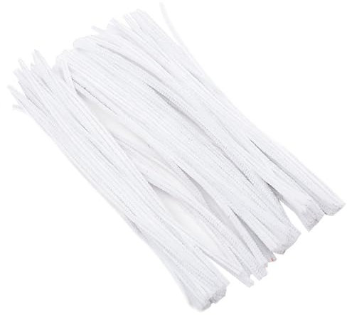 Pfeifenreiniger zum Basteln 100 Stück Chenilledraht Pfeifenputzer Lang 30 cm X 6mm Pipe Cleaner Basteln für DIY Handwerksprojekte (Weiß)