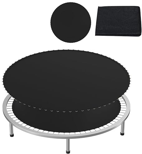 AufuN Trampolin Sprungtuch 8-Fach Vernäht UV-beständig | mit 2 Federspanner Vernäht UV-beständig Garten Ersatzmatte Ersatzteil, Trampolinzubehör, Schwarz