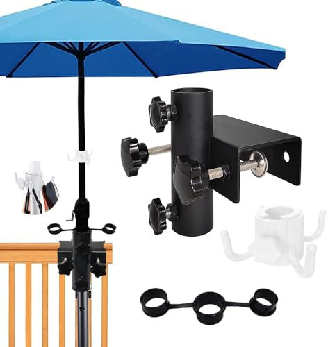 TUIBEIDAMAI Sonnenschirmhalter Balkongeländer Einstellbar,Platzsparende Sonnenschirm Halterung Balkon Ø40mm,Schirmhalterung Balkongeländer,Sonnenschirmständer,Geeignet für maximale Breite 6cm