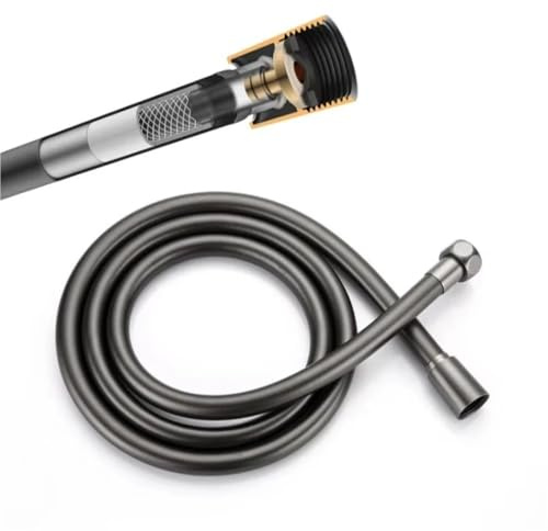 Tubo flessibile per doccia in PVC, 2 m, colore: grigio canna di fucile (filettatura G1/2)