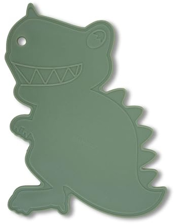 Fackelmann Schneidebrett Dino, graugrün, mit Saftrille – optimal für Küche und Haushalt, 23 x 23 x 5 cm, spülmaschinengeeignet, Grün