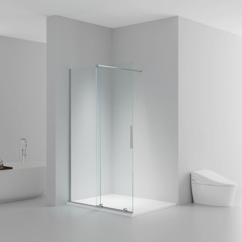 BELVIT Begehbare Dusche mit Schiebetür, Walk-In Duschkabine 120x200 cm