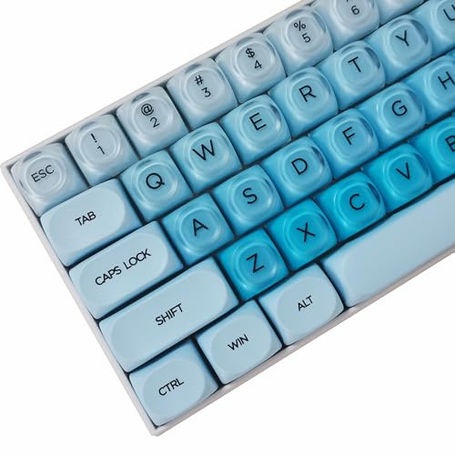 Guffercty kred Jelly Keycaps, 132pcs Cute PBT Keycaps HOA Low Profile Round Custom Keycaps for 60%/65%/75%/80%/96%/100% Mechanical Gaming Keyboards(Blue Sky)
