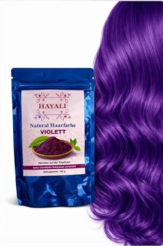 Hayali Color de cabello natural 100 g de color de cabello sin productos químicos, cobertura de cabello gris antienvejecimiento, orgánico vegano (morado)