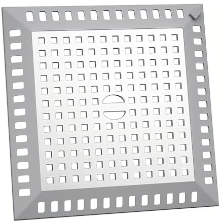 Shower Drain Cover Hair Catcher Square 12.3cm, 304 Stainless Steel Drain Protector with Silicone Edge, Prevents Clogged Drains, Fits Bathroom Shower Tray Bathtub Floor Drain Up to 12cm