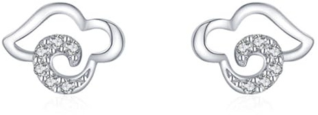 Daesar Damen Ohrstecker Weißgold 375 585 750, Ohrringe Wolke mit Diamant Hochzeit Ohrstecker Allergiefrei