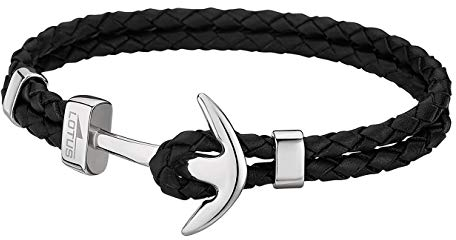 LOTUS - LS1832-2/1 Bracelet en acier et cuir pour homme en acier et cuir avec ancre noire, Taille unique, Acier inoxydable, Pas de gemme