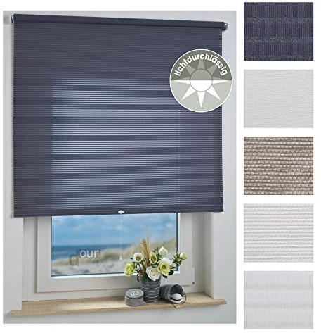 ourdeco® Rollo, Spring-, Schnapprollo/Stoffbreite: 78 x Auszugslänge: 180 cm Streifen dunkelgrau/Dekor, Tageslicht, lichtdurchlässig