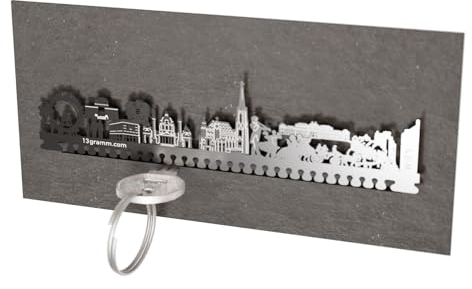 13gramm Wien Skyline Schlüsselbrett - Edelstahl, praktischer Steckschlitz, tolles Geschenk für Wien-Fans - stilvoll, elegant & funktional