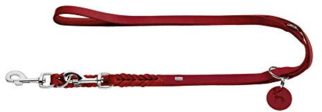 HUNTER verstellbare Führleine SOLID EDUCATION, Farbe: dunkelblau, Leder, geflochten, robust, weich, Größe: 13/200