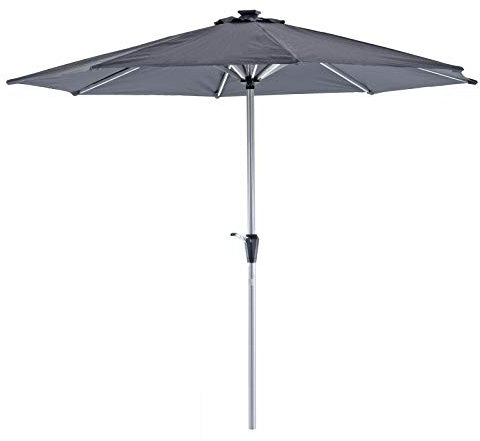 Hodge and Hodge 3m Round LED Parasol Solar Power Strip Lights Garden Umbrella Grey Sun Shade