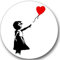 Sticker-Designs 10cm! Klebe-Folie Wetterfest Made-IN-Germany Banksy Balloon Girl Luftballon Herz Kind No329 rund/weißer Hintergrund! UV&Waschanlagenfest Auto-Aufkleber Profi-Qualität!