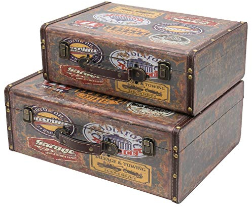 HMF VKO107 Valise en Bois Vintage | Set de 2 | Différentes Dimensions | Décoration du Garage