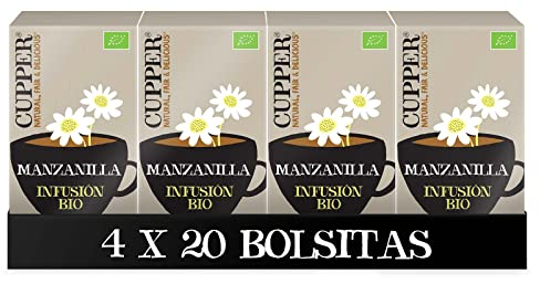CUPPER Tisana Biologica alla Camomilla (4 confezioni da 20 bustine di tè, totale 80 bustine di tè)