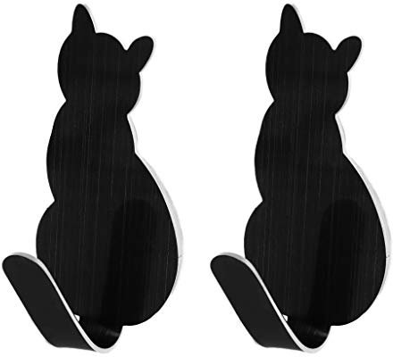 Buwei 2 pièces en forme de queue de chat décoratif en acier inoxydable porte murale vêtements manteau clé cintre crochet support
