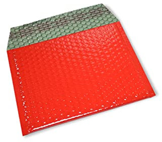 100 Stück farbige Luftpolstertaschen im CD Format 165x165 mm, Luftpolster-Briefumschläge mit Selbstklebeverschluß, Snooploop Metallic Bubble Bags Kuvert Luftpolsterversandtaschen (rot)