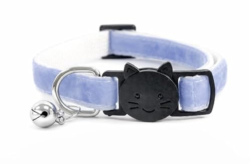 Velvet Cat Collars with Bell | Quick Safety Release Breakaway Buckle | Handmade in the UK | Available in Cat & Kitten Size | Lilac Velvet