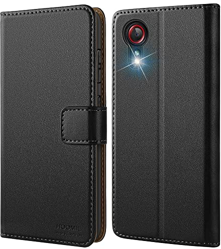 HOOMIL MagFlip Handyhülle für Samsung Galaxy Xcover 5 Hülle, [Erstklassige Handwerk] Premium Leder Tasche Klappbar Case Schutzhülle - Schwarz