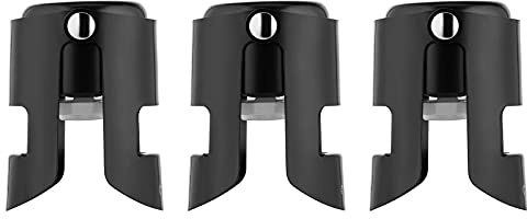 OWO Champagne Stopper with Stainless Steel, Decorative Champagne Saver Vacuum Plug with Food Grade Silicone, Reusable Bottle Sealer Keeps Champagne Fresh, Best Christmas Day Gifts(3 Pack)