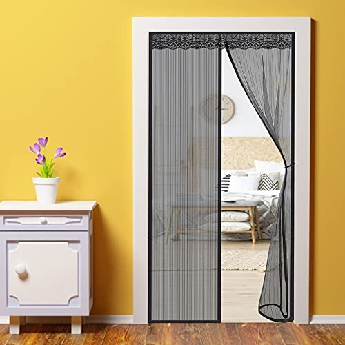 WEIZON Magnet Fliegengitter Tür 95 x 220 cm,Magnet Fliegengitter Tür Volle GrößE,Kinderleichte Klebemontage Ohne Bohren,fliegengitter terrassentür für Türen/Patio - Schwarz