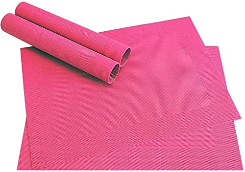 Abwaschbare Tischsets 4er Set in pink - Platzsets als rutschfeste und hitzebeständige Deko Esstisch Unterlagen in 46 x 33 cm - Tisch Platzdeckchen aus abwischbarem PVC für Tischdeko
