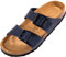 Palado Pantoletten Damen Samos - elegante Sandalen Made in Spain - bequeme Hausschuhe mit dämpfendem Kork-Fußbett - modische Sommerschuhe Matt Dunkelblau UK9 - EU42