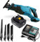ANUPTTA® Akku Säbelsäge 18v, BL1850 Ersatz für Makita Säbelsäge Akku 18v mit 4 Stück Sägeblatt variable, Geeignet für Holz, Metall und Aluminium(2X 5,5Ah Akku Li-Ion und Ladegerät)