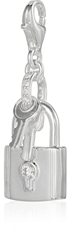 THOMAS SABO Damen Charm-Anhänger Schloss mit Schlüssel weiße Steine Charm Club 925 Sterlingsilber 1875-051-14