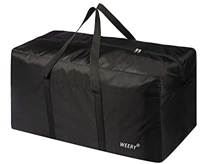 WEERY Large Travel Duffle Bag, 96L Extra Waterproof Holdall Lightweight Foldable Duffel Bag for Men Women, Black