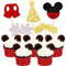 30 Pack Mickey Mouse Inspired Cupcake Toppers Red Gold Glitter Gloves Mouse Cupcake Picks Baby Shower Kids Boys Birthday Party Cake Decorations Supplies