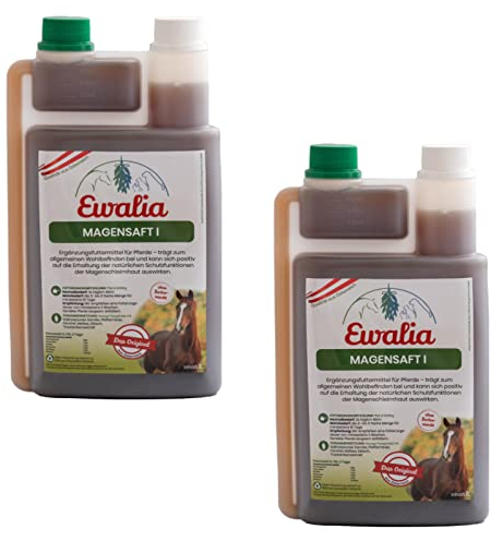 Ewalia Magensaft I für Pferde | Doppelpack | 2 x 1 l | Flüssiges Ergänzungsfuttermittel für Pferde | Zur Unterstützung der Magen-Darmfunktionen | Schleimbildende Pflanzenstoffe