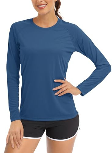 TACVASEN Womens Long Sleeve Yoga Top UV Clothing Long Sleeve Base Layer Outdoor Long Sleeve Running Hiking Shirts Rash Vest Blue Grey, S