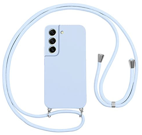 Vauki Coque pour Samsung Galaxy S21 FE 5G avec Cordon,Etui Silicone Souple Antichoc Housse avec Collier Bandoulière Chaîne Lanière,Téléphone Étui Case de Protection pour Samsung S21 FE 5G 6.4, Bleu